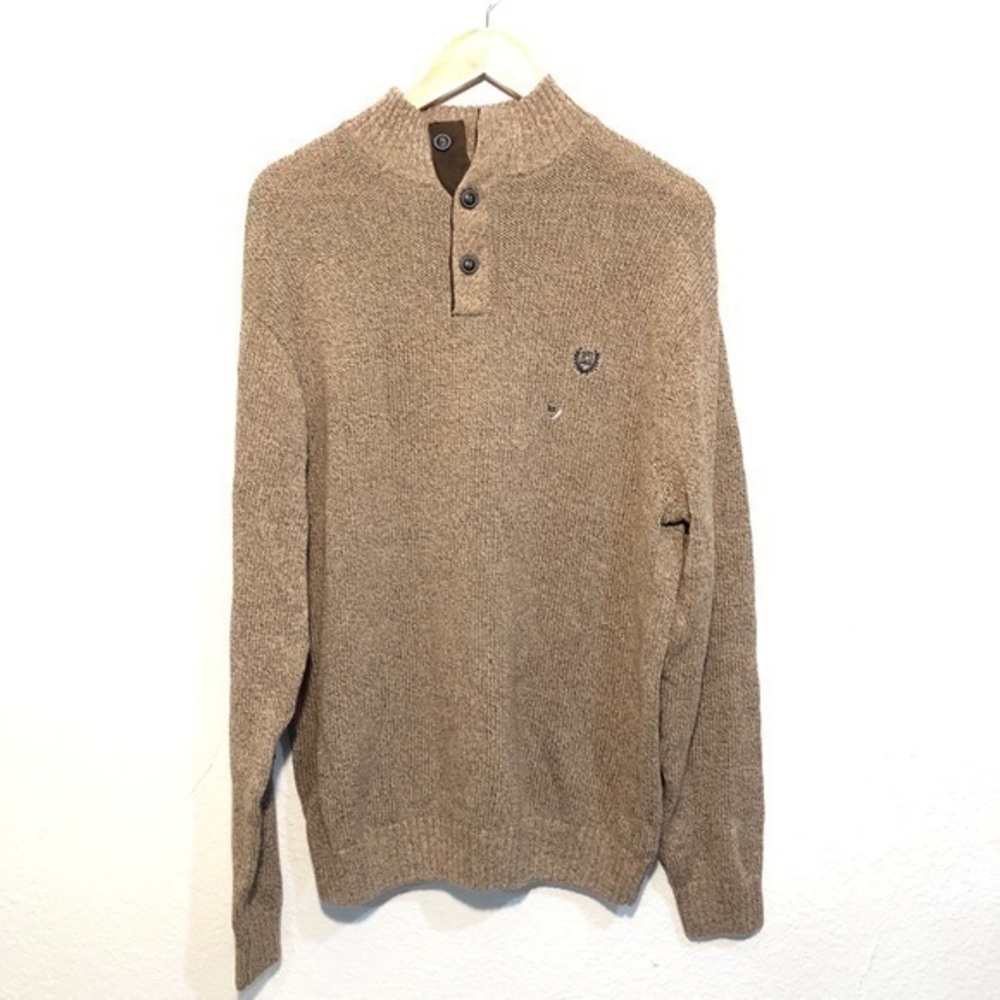 Chaps Button Twisted Mockneck Pullover 100% Cotton Sweater Sweater XL New